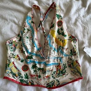 Urban Outfitters crop halter with vintage Florida pattern size large never worn